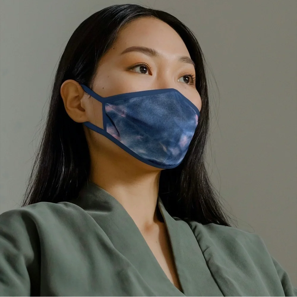 Indigo Shibori Tie Dye Reusable Cloth Face Mask